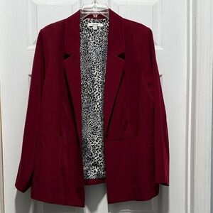 Kensie Deep Red Blazer with Patterned Lining